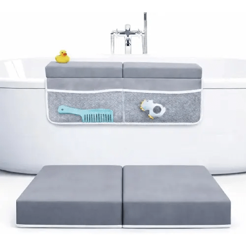 Rylor Premium Baby Bath Kneeler Mat & Elbow Rest Pad Set – Comfortable Bath Kneeler and Elbow Kneeling Rest Pad for Parents, Extra Long 26'', 2.4'' Thick, Non-Slip Support for Easy Bath Time (Grey)