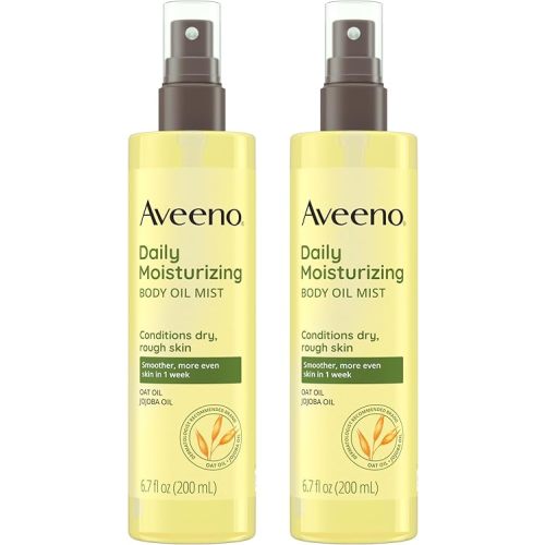 Aveeno Daily Moisturizing Body Oil Mist with Oat & Jojoba Oil for Dry Sensitive Skin, Nourishing Body Spray for Smoother Skin, Paraben-, Silicone- & Alcohol-Free, Twin Pack, 6.7 fl. oz, 2 Pack