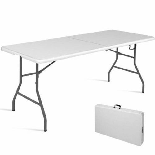 Costway 6' Folding Table Portable Plastic Indoor Party Dining Tables White