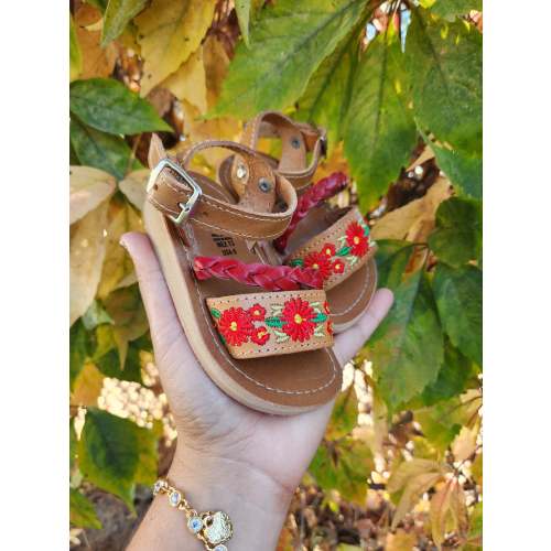 Handmade Leather Huaraches Sandal: Embroidered Mexican Baby & Toddler Shoes