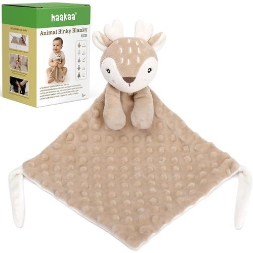 haakaa Fawn Security Blankets for Babies, Ultra Silky Soft Lovey Blanket Baby Gift for Newborn Boys and Girls, Snuggle Toy Baby Stuffed Animals Essentials