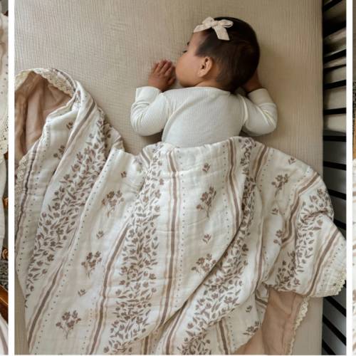 Lettie Floral QUILTED 6 Layer Gauze Blanket