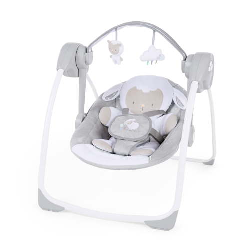 Ingenuity Comfort 2 Go Portable Travel Electric Baby Swing, Compact & Collapsible, Cuddle Lamb, Gray