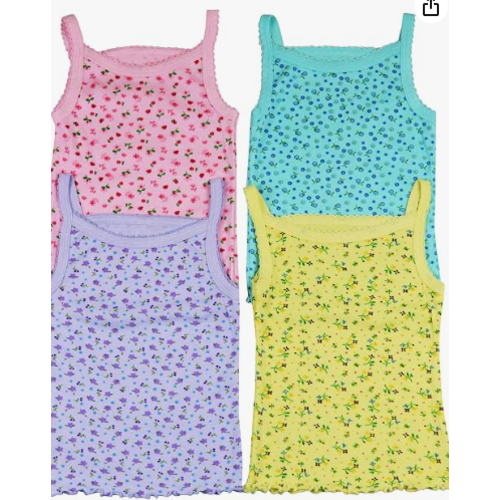 ToBeInStyle Girl's 4 Pack Ruffle Hem Spaghetti Strap Tank Tops