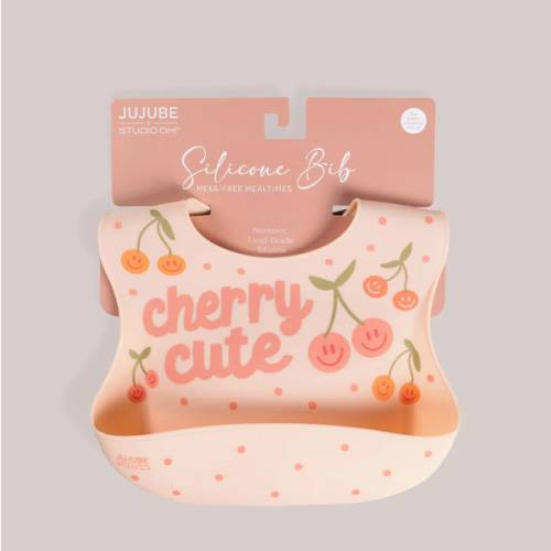 JuJuBe x Studio Oh! Food-Grade Silicone Bib - Cherry Cute by Doodle By Meg