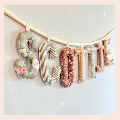 Custom Name Banner with Puffy Fabric Letters, Birthday decor, Personalized Name Wall Hanging, Kids' Room & Nursery Décor, Made in the USA
