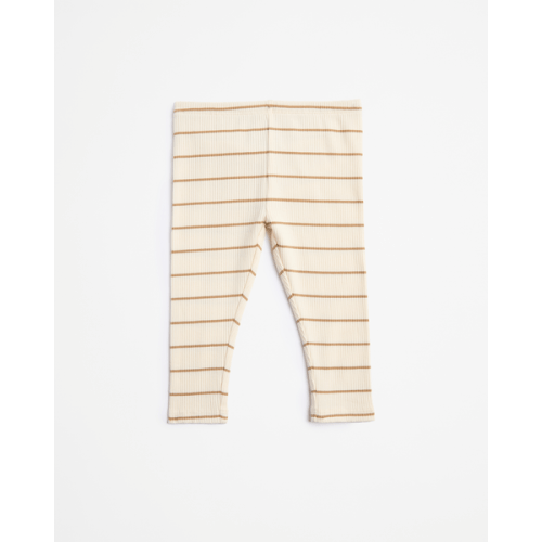 Baby Organic Cotton Rib Stripe Leggings - Brown/Cream Stripe