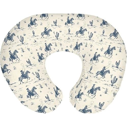 Vintage Western Cowboy Baby Nursing Pillow Covers for Boy Girl Retro Cowboy Cactus Horse Nursery Feeding Pillowcase for Breastfeeding Pillows Wild Desert Soft Stretchy Slipcover for Newborn Infant