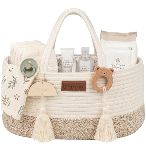 Baby Diaper Caddy Organizer, Portable Nursery Storage Basket with Sturdy Handle Diaper Caddy Basket, Car Caddy for Diapers and Baby Wipes, Newborn Essentials