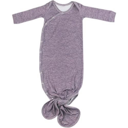 Copper Pearl Baby Gown - Knotted Newborn Sleepers for Baby Boy and Girl, Soft Stretchy Long Sleeve Infant Gowns with Bottom Tie and Hand Mittens, Perfect Hospital Coming Home Outfit (Violet)