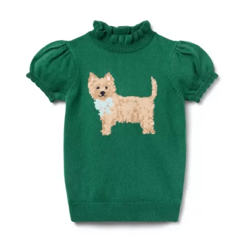 Girl Parsley Green The Iconic Dog Sweater Top by Janie and Jack