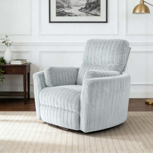 Wide Contemporary Power Glider Recliner with Swivel & USB Charging