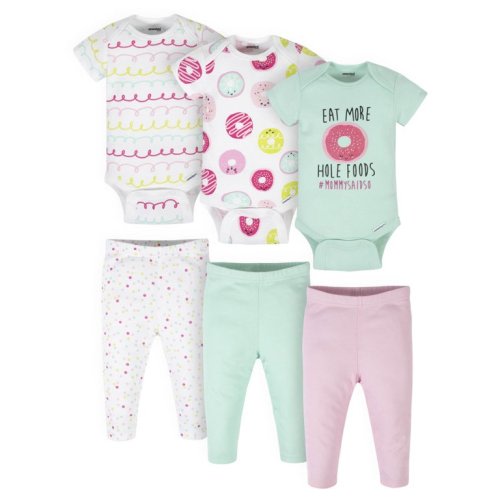 Onesies Brand Baby Girl Bodysuits & Pants, 6-Piece Outfit Set (Newborn - 12M)