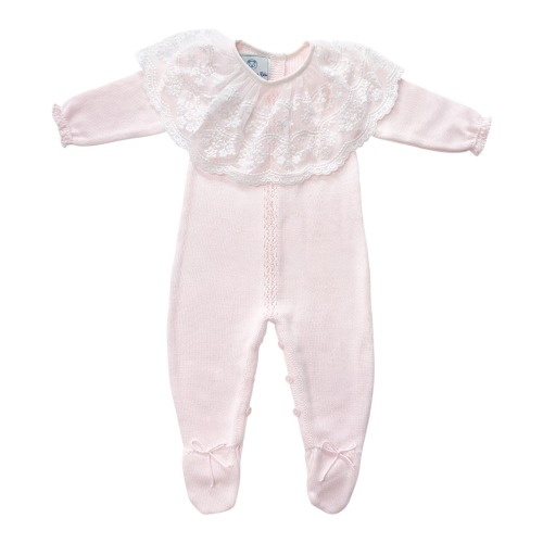 Pink Spanish Lace Knit Babygrow