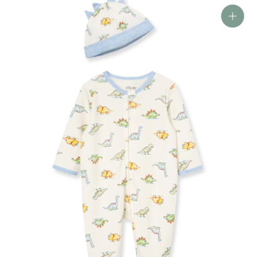 Dinomite 2-Way-Zip Footed One-Piece and Hat