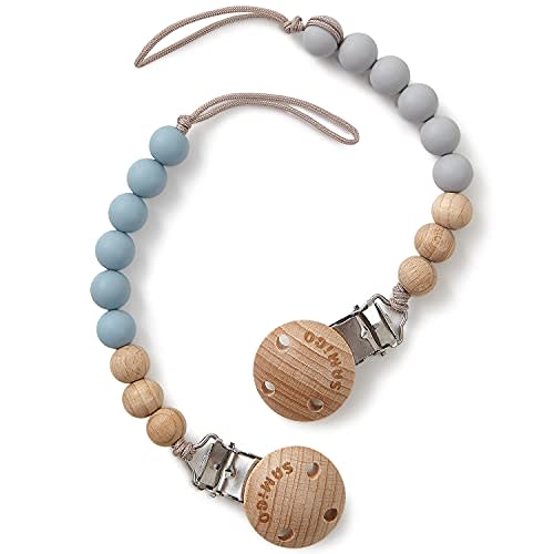 SAMiGO Pacifier Clips for Baby Boys Pacifier Holders Silicone Paci Binky Clips - 2 Pack