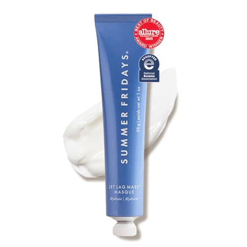 Summer Fridays Mini Jet Lag Mask - Hydrating Overnight Face Mask, Moisturizer + Eye Cream - Enriched with Hyaluronic Acid, Niacinamide, + Antioxidants - Multitasking Travel Size Skin Care (1 Oz) | Mini Hydrating Overnight Face Mask, Moisturizer & Under...