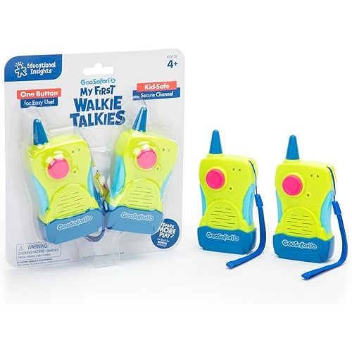 Educational Insights GeoSafari My First Walkie Talkies 2-Pack - Walkie Talkies for Kids, Kids Outdoor Toys, Camping and Adventure Toy, Kid-Friendly Handheld Radios for Girls & Boys Gifts Ages 4+