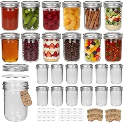 Eathtek 8 oz Mason Jars 24 Pack, Mini Canning Jars with Regular Lids