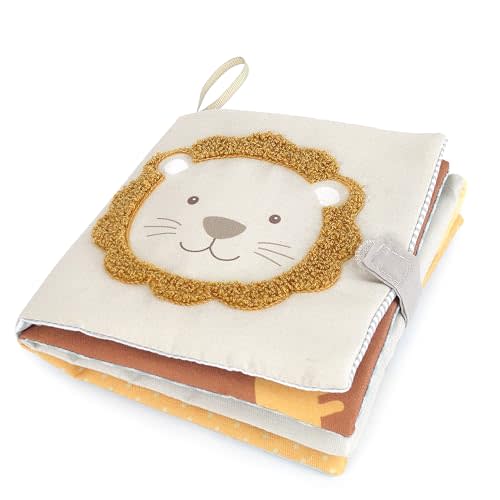 MON AMI Safari & Friends Soft Baby Book – 6" Sensory Crinkle Cloth Book for Babies & Toddlers, Interactive Learning Toy, Newborn Shower Gift, Travel-Friendly