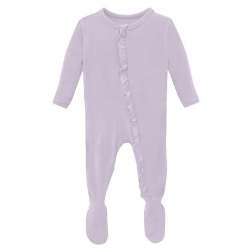 Layette Ruffle Footie with 2 Way Zipper in Thistle