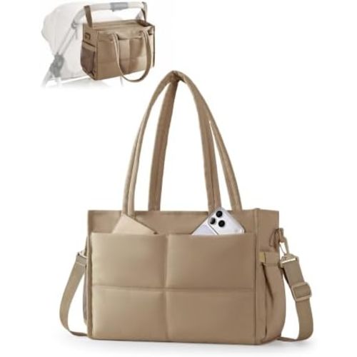 Marscamd Puffer Diaper Bag Tote with Stroller Straps, Baby Bag