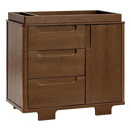 Babyletto Yuzu 3-Drawer Dresser with Over 10-inch Drawer Extension in Natural Walnut, Greenguard Gold Certified