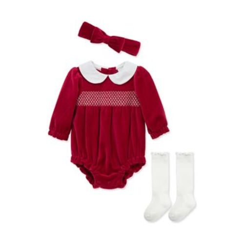 Baby Girls Smocked Bubble Set with Headband and Socks