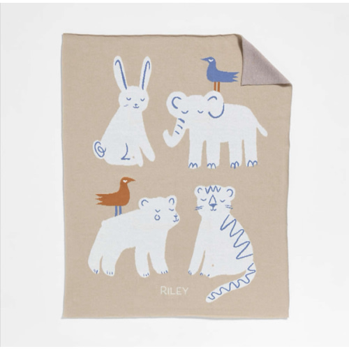 Heirloom Animal Printed Organic Cotton Baby Stroller Blanket