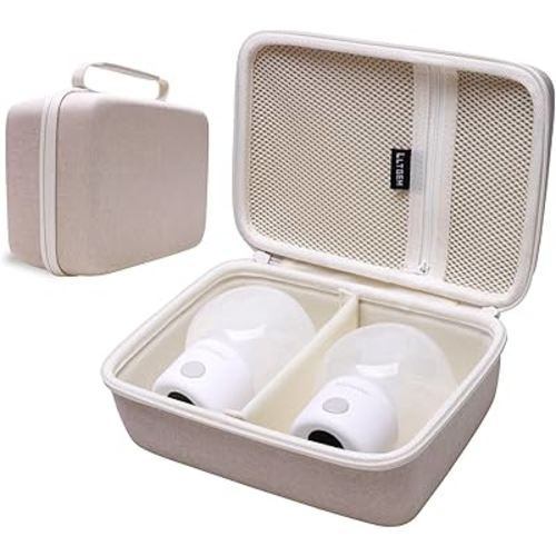 LTGEM Breast Pumps Carrying Bag Case Compatible with 2pcs Momcozy S12 Pro / S12Pro / S9 / M5 / All Momcozy Wearable Breast Pump Suitable, Breast Pump Small Storage Case(Khaki)