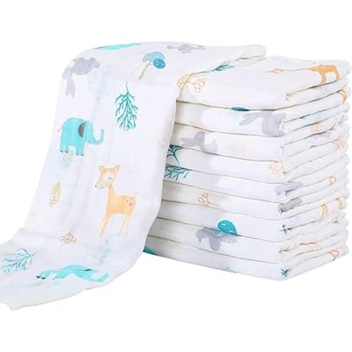 Yoofoss Muslin Burp Cloths 10 Pack 100% Cotton 20''X10''