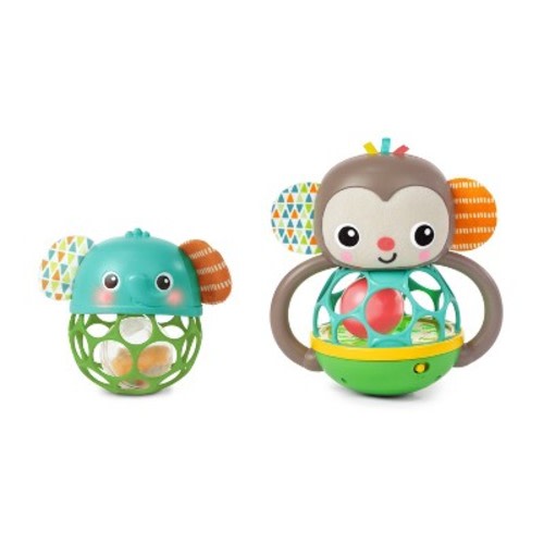 Bright Starts Giggle & Rattle Baby Learning Toy Gift Set - Monkey and Elephant - 2pc