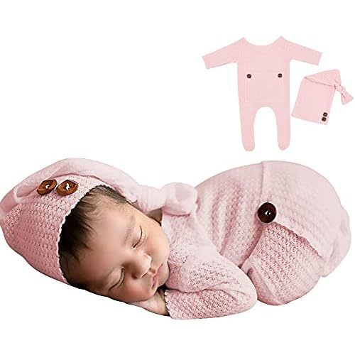Winmany Newborn Baby Boys Girls Crochet Photoshoot Outfits Knitted Photography Outfits Props Romper Hats Set
