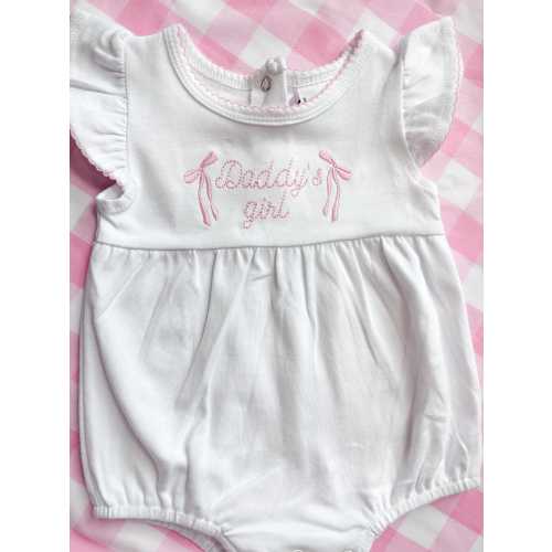 Daddy's Girl Bubble Romper: Embroidered Cotton, Father's Day Outfit