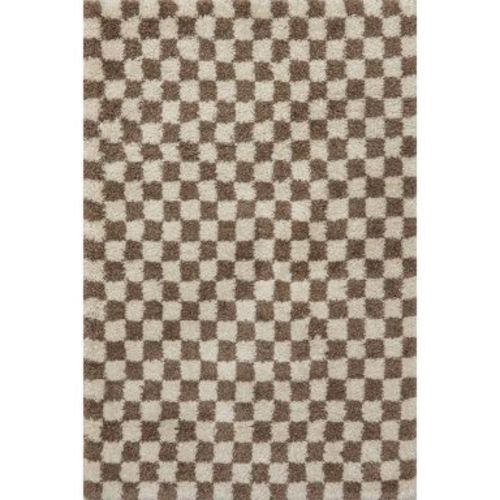 Nuloom Adelaide Mid-Century Checkered Shag Indoor Area Rug, 2' x 3', Beige