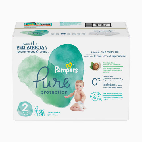 Pampers Pure Protection Disposable Diapers, Enormous Pack - Size 2, 120 Count