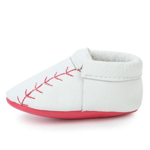 Home Run Fringeless Baby Moccasins, Genuine Leather | BirdRock Baby