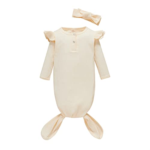 Baby Girl Boy Coming Home Knotted Gown Unisex Newborn Infant Sleep Onesie Outfit Cute Baby Winter Pajamas