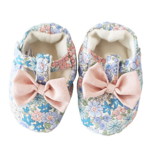 Bow Booties Liberty Blue | Adorable Baby Slippers – Alimrose