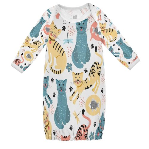 Plaaee Cute Cats Baby Boy Girls Sleeper Gown Newborn Nightgowns Home Outfits 3M