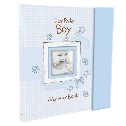 Christian Art Gifts Boy Baby Book of Memories Blue Keepsake Photo Album Our Baby Boy Memory Book Baby Book with Bible Verses, The First Year