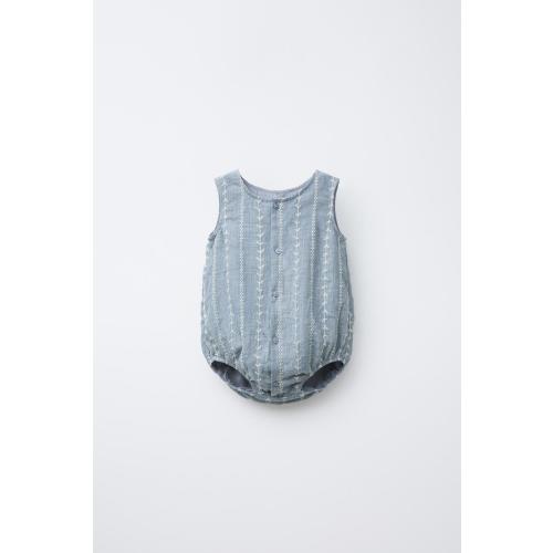 EMBROIDERED ROMPER - Blue marl | ZARA United States