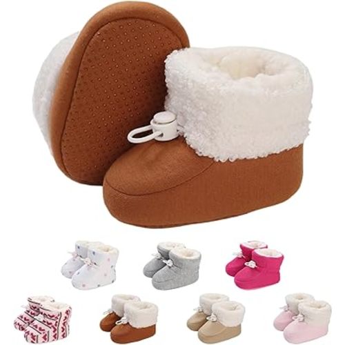 Bottes d'hiver en polaire chaude pour bébé garçon et fille - Jolies chaussettes confortables et antidérapantes pour nouveau-né Todder Première marche