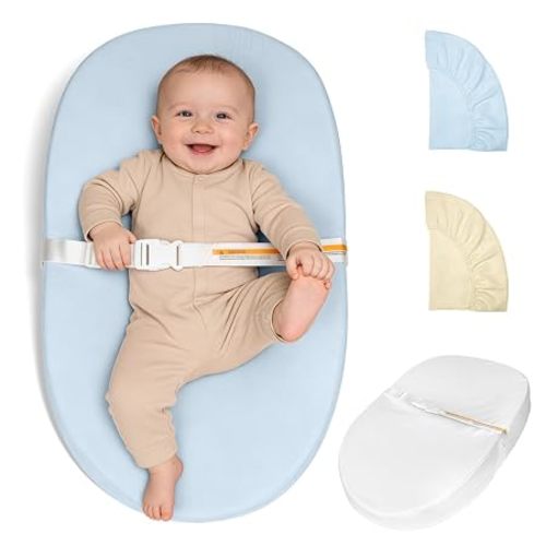 Baby Changing Pad, Muslin Diaper Changing Pad with Waterproof Lining, Changing Table Pads for Dresser with 2 Pack Muslin Covers(Yellow + Sky Blue)