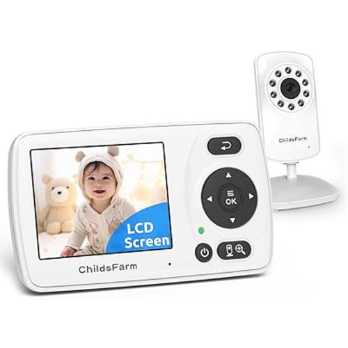 ChildsFarm Baby Monitor with Camera and Audio, Portable Travel Baby Monitor with Screen, Baby Camera Monitor No WiFi, Night Vision, VOX Mode, 1000ft Long Range, Baby Safety Monitor