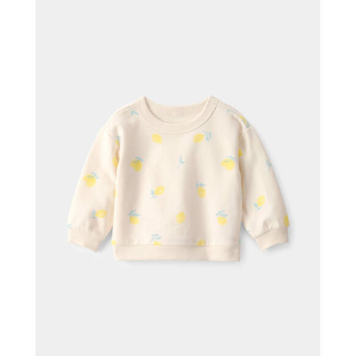 Baby Girl Lemon French Terry Pullover Sweatshirt - Ivory
 | Carter's