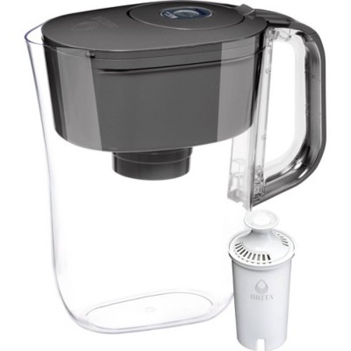 Brita Water Filter 6-Cup Denali Water Pitcher Dispenser with Standard Water Filter Slate Gray