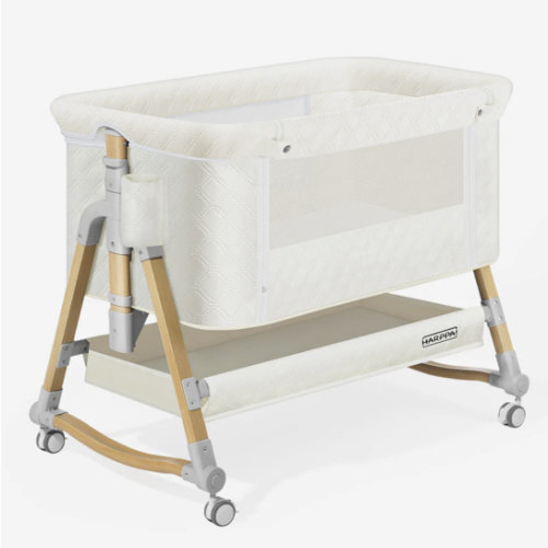HARPPA Cuddly 3-in-1 Baby Bassinet Bedside Sleeper for Reflux | Attaches to Bed, Adjustable 5 Heights, Non-Toxic & CPSC Certified | Sturdy Aluminum Frame, Portable Wheels, Tool-Free Setup, Gentle Rocking | Perfect for Newborns, Infants, Small Spaces & Saf