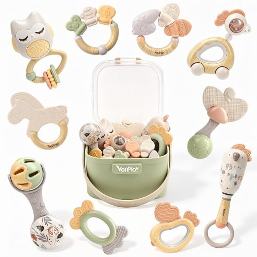 Baby Rattles, Baby Toys 0-6 Months, Teething Toys 3-6 Months, 10-Pack