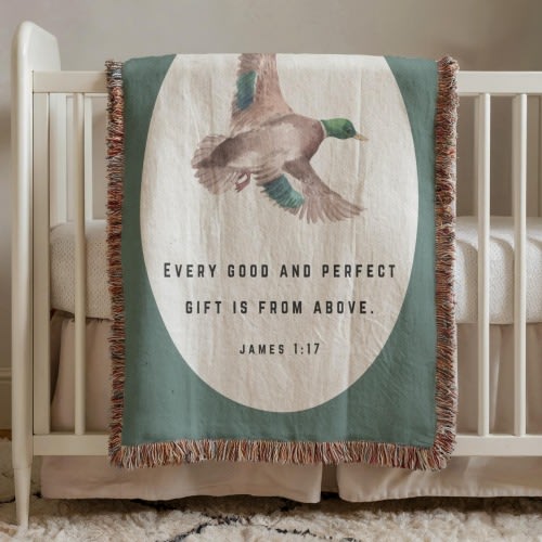Mallard Duck Nursery Baby Blanket, Duck Hunting, Baby Bible Verse, Mallard Baby Shower Gift, Every Good and Perfect Gift